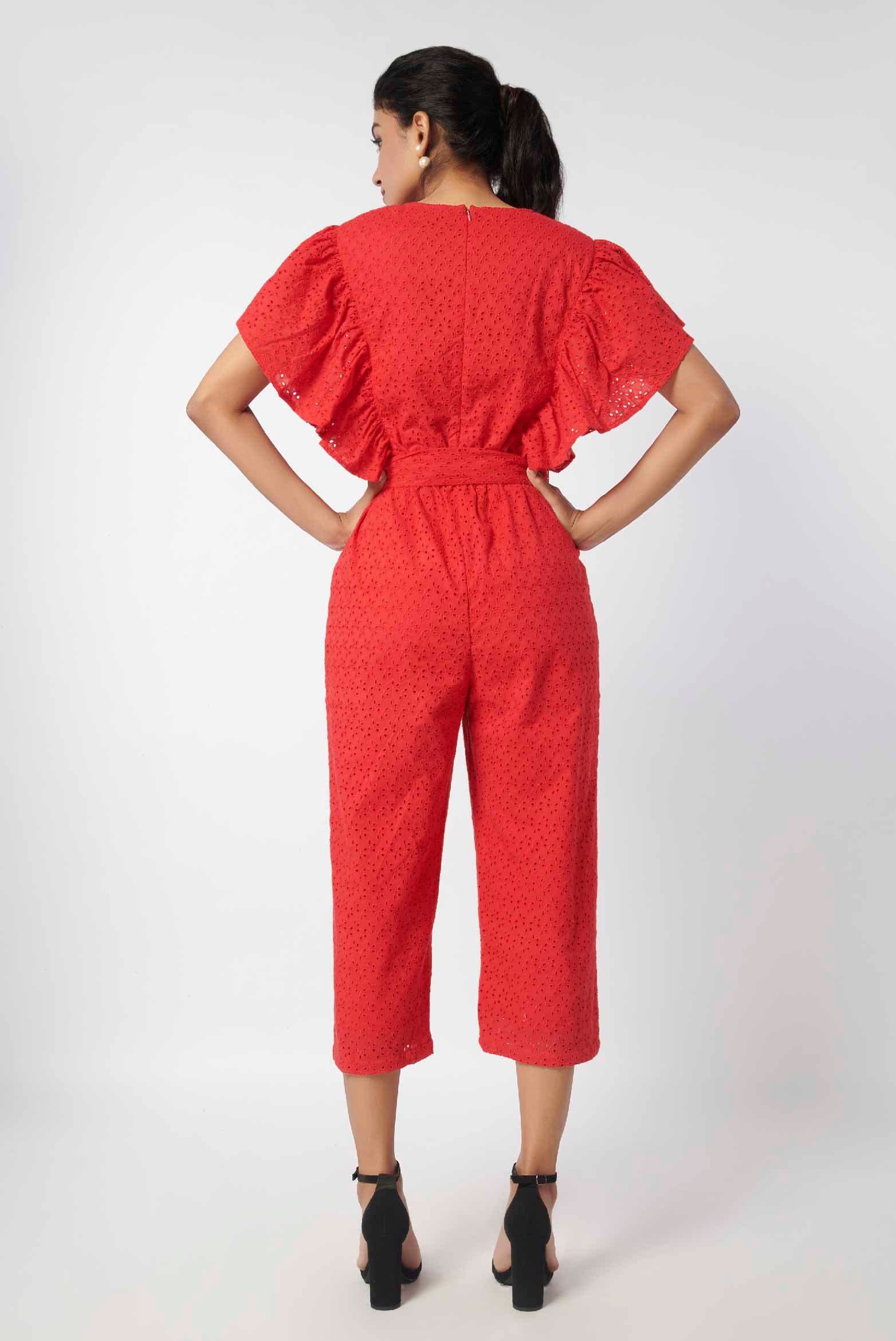 Broderie Frill Shoulder Jumpsuit