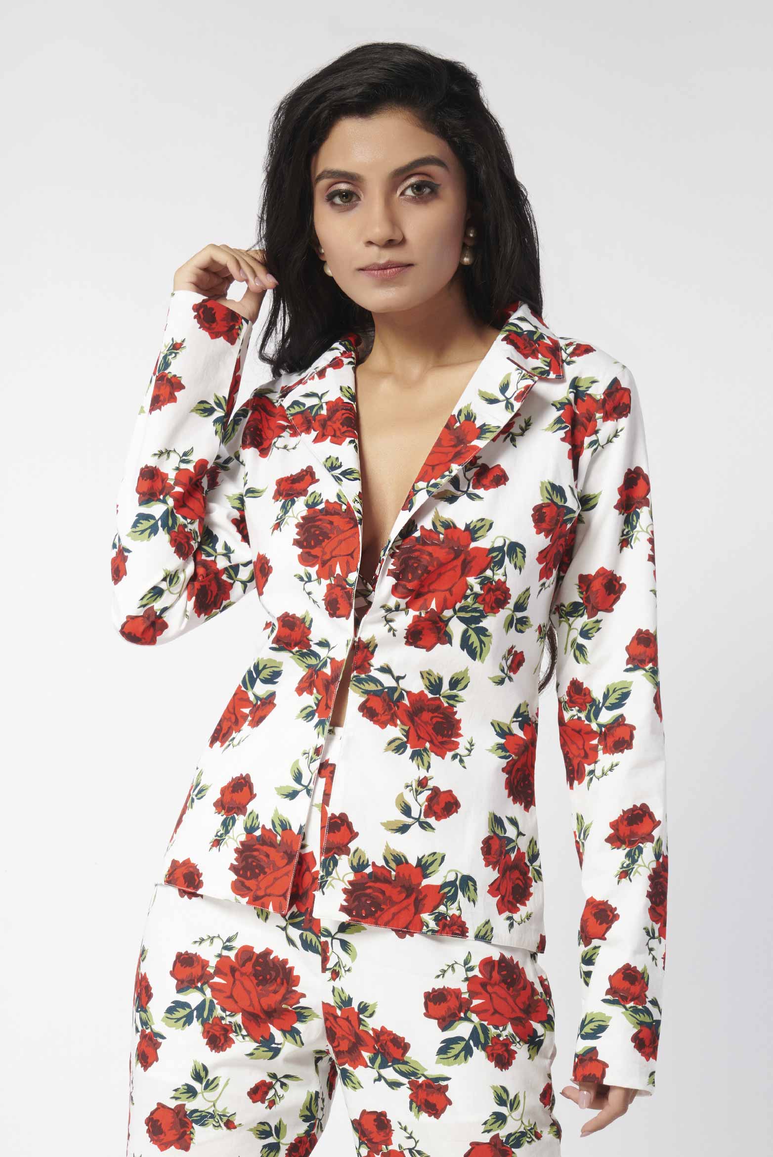 Rose Printed Blazer