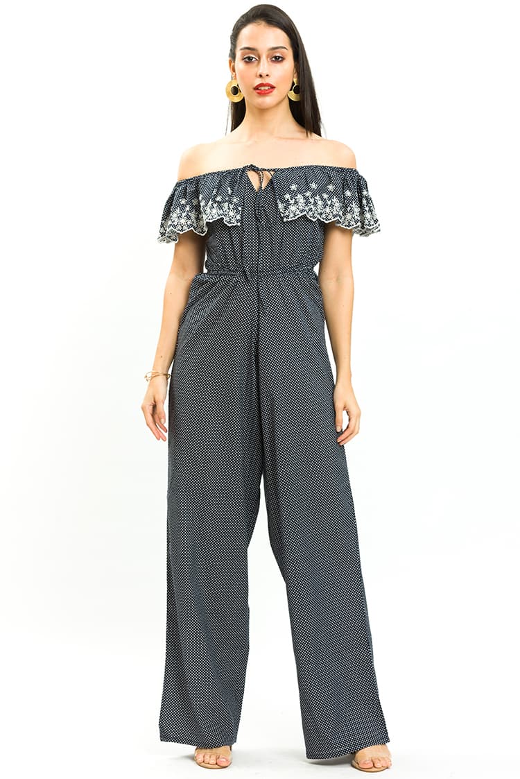 Polka Dot Broiderie Jumpsuit