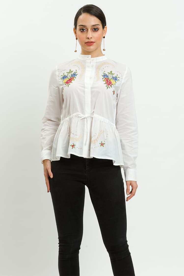 Cotton Vintage Cross Stitch Embroidery Blouse