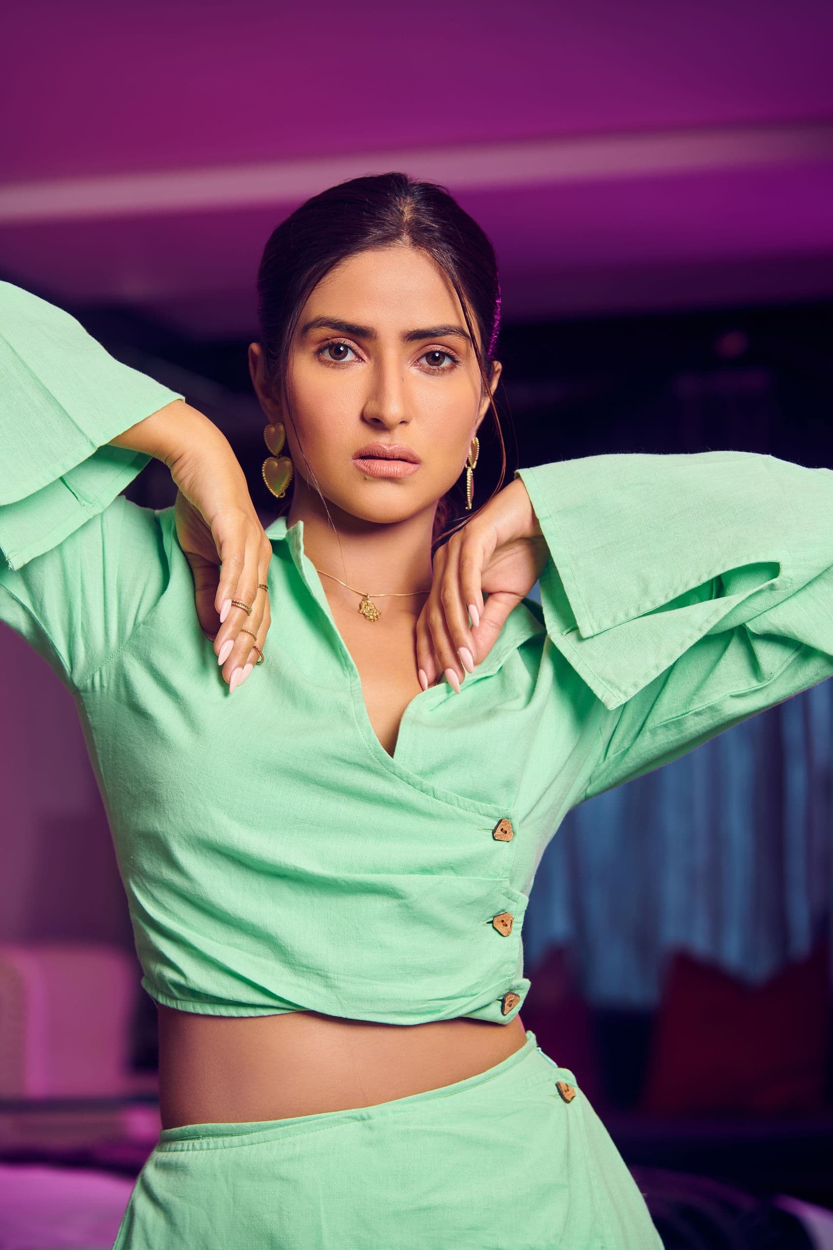 Linen Wrap Crop Top