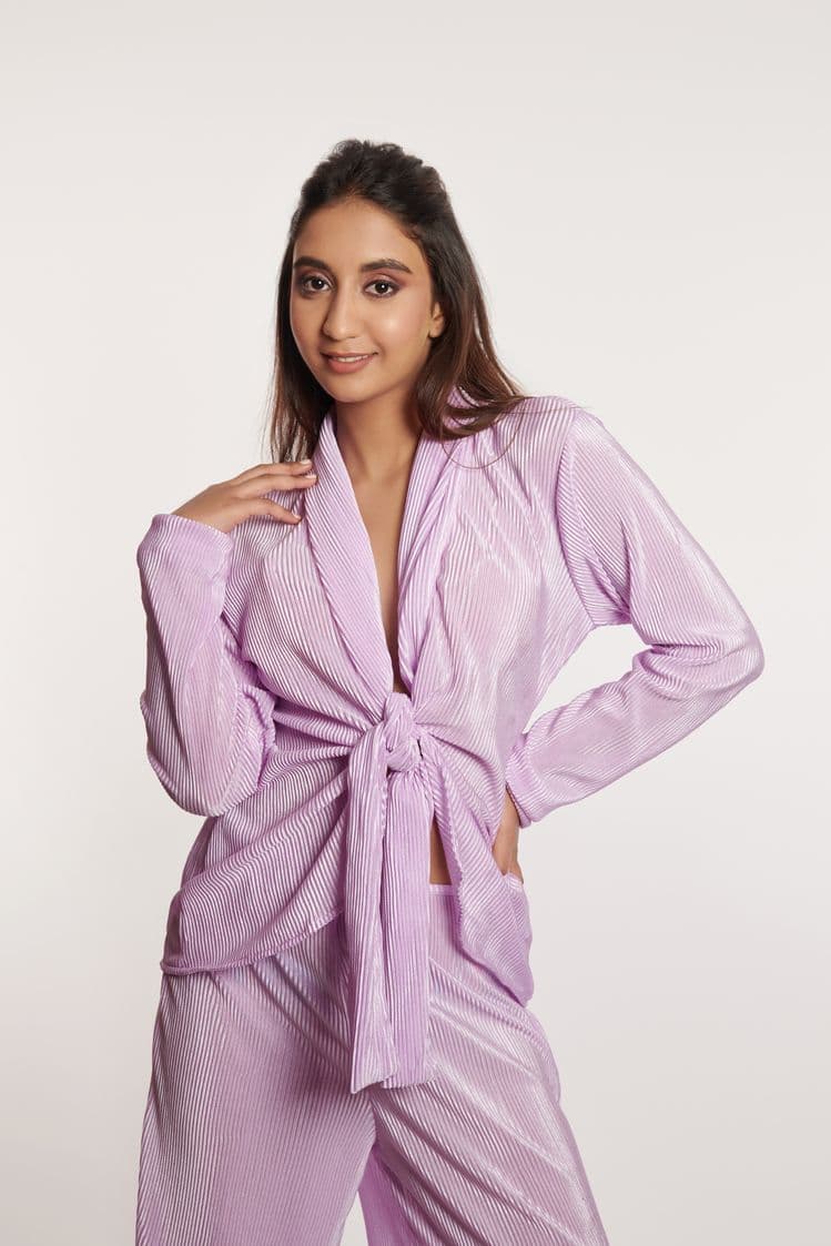 Satin Stripe Robe Tie Top