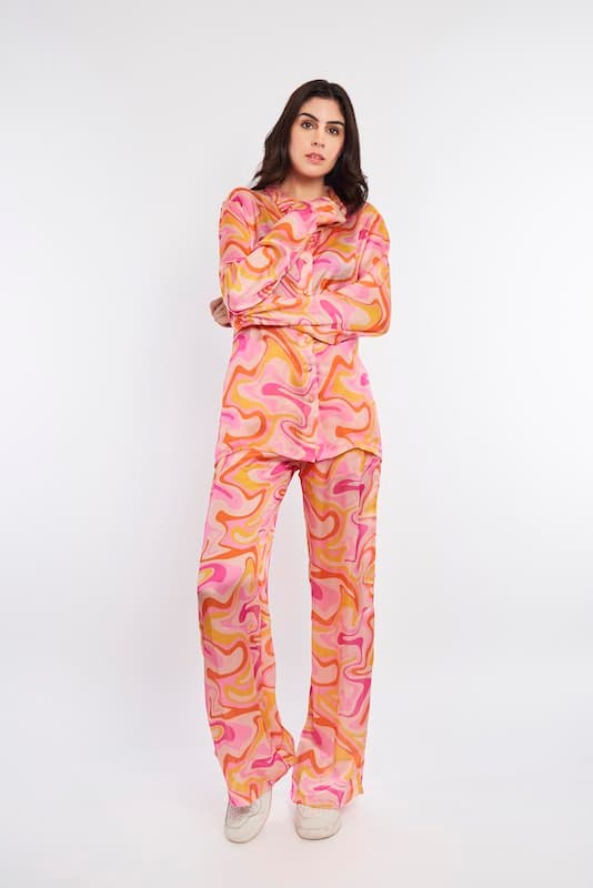 Tropical Printed Satin Pants