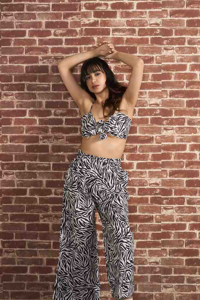 Zebra Printed Linen Pants