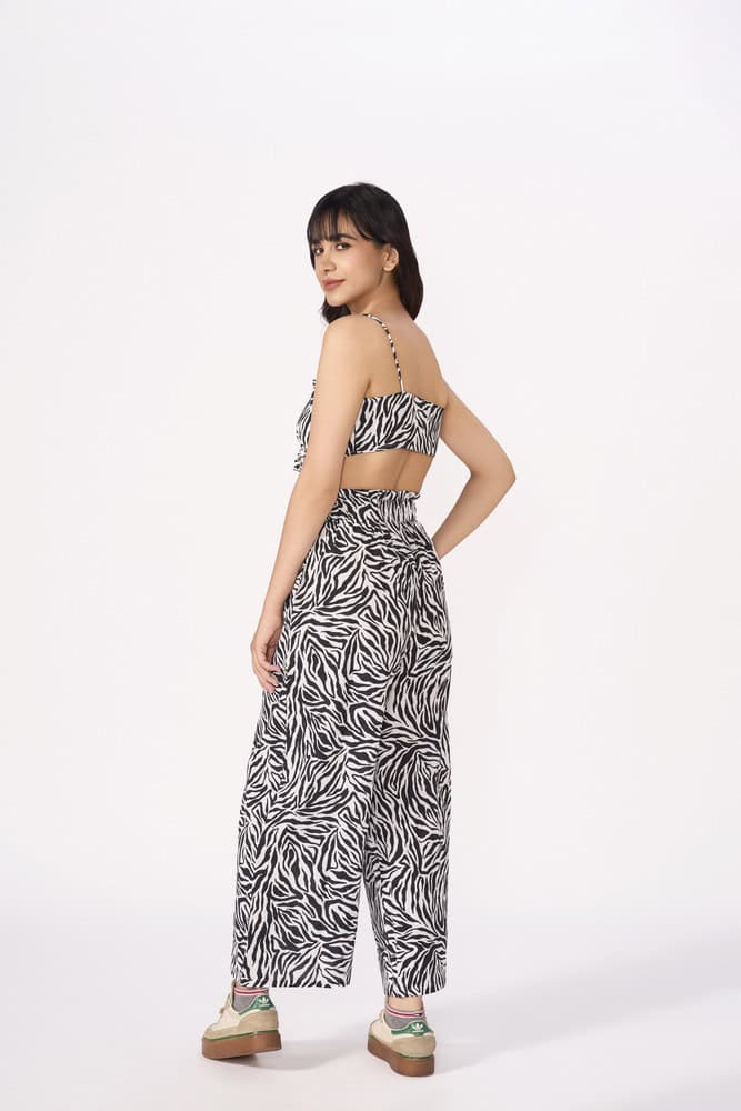 Zebra Printed Linen Tie Top &amp; Pants Co-ord
