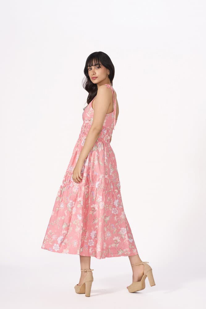 The Floral Printed Strappy Midi Dress