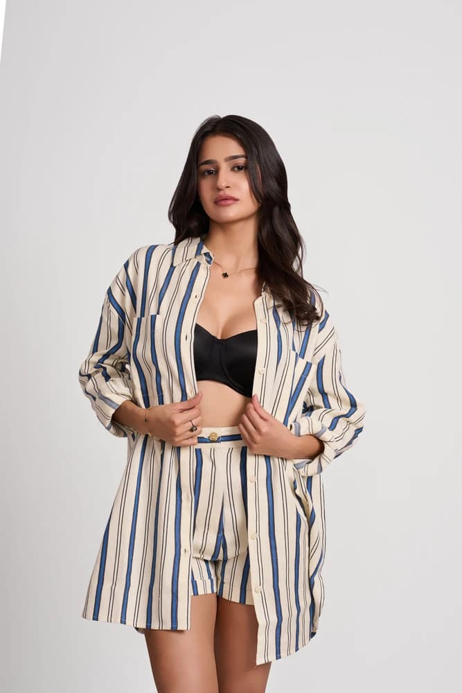 Bold Stripe Shirt &amp; Shorts Coord