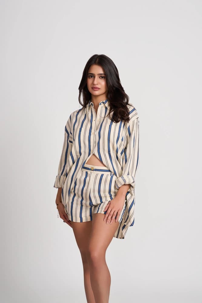 Bold Stripe Shirt &amp; Shorts Coord