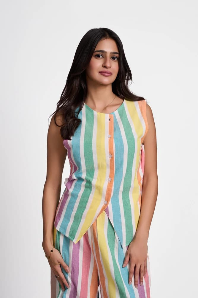 Summer Stripes Linen Cami Top