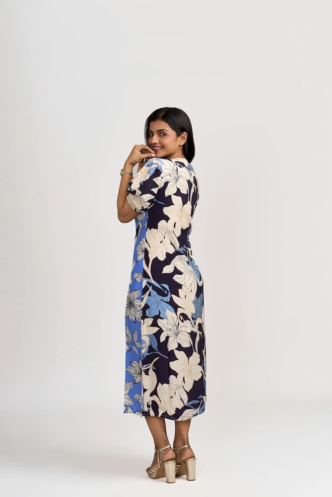 The Contrast Botanic Midi Dress