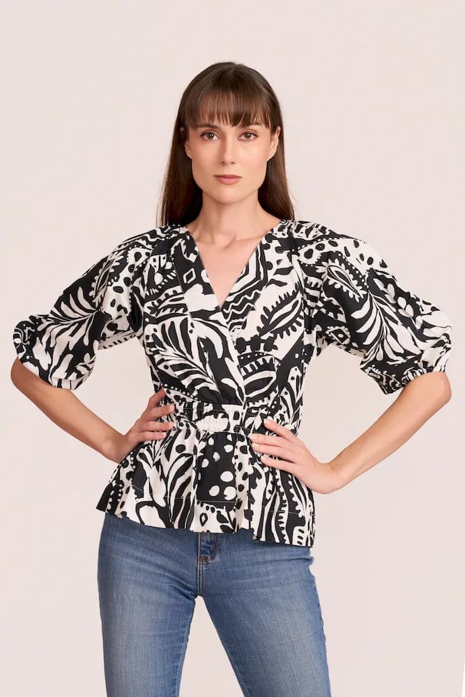 The Mono Greek Wrap Printed Top