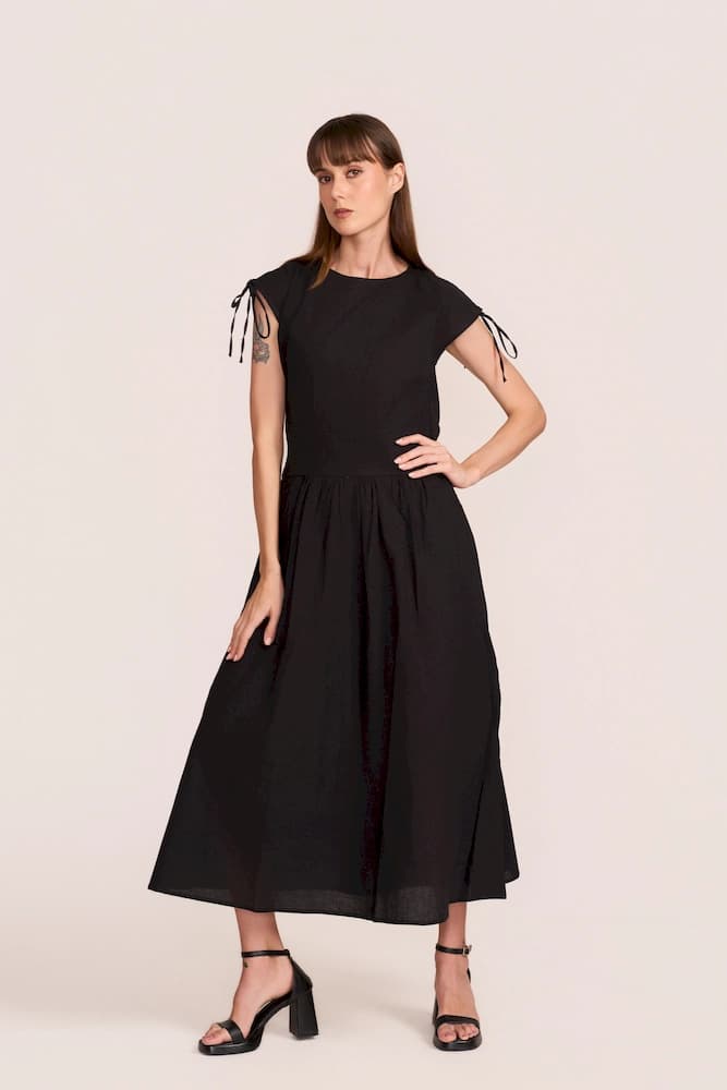 The All Black Linen Maxi Dress