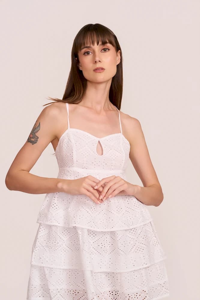 The Strappy Triple Broderie Dress