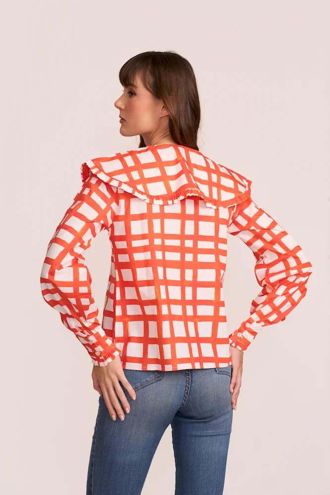 The Maze Printed Check Top