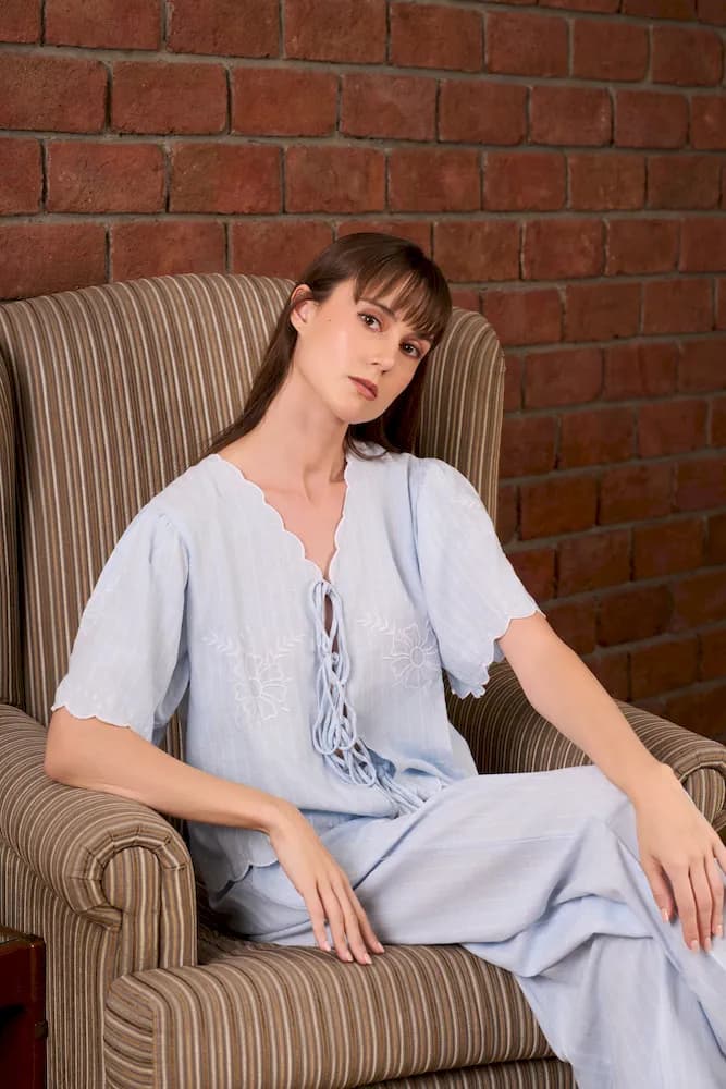 The Linen Scallop Embroidered Coord