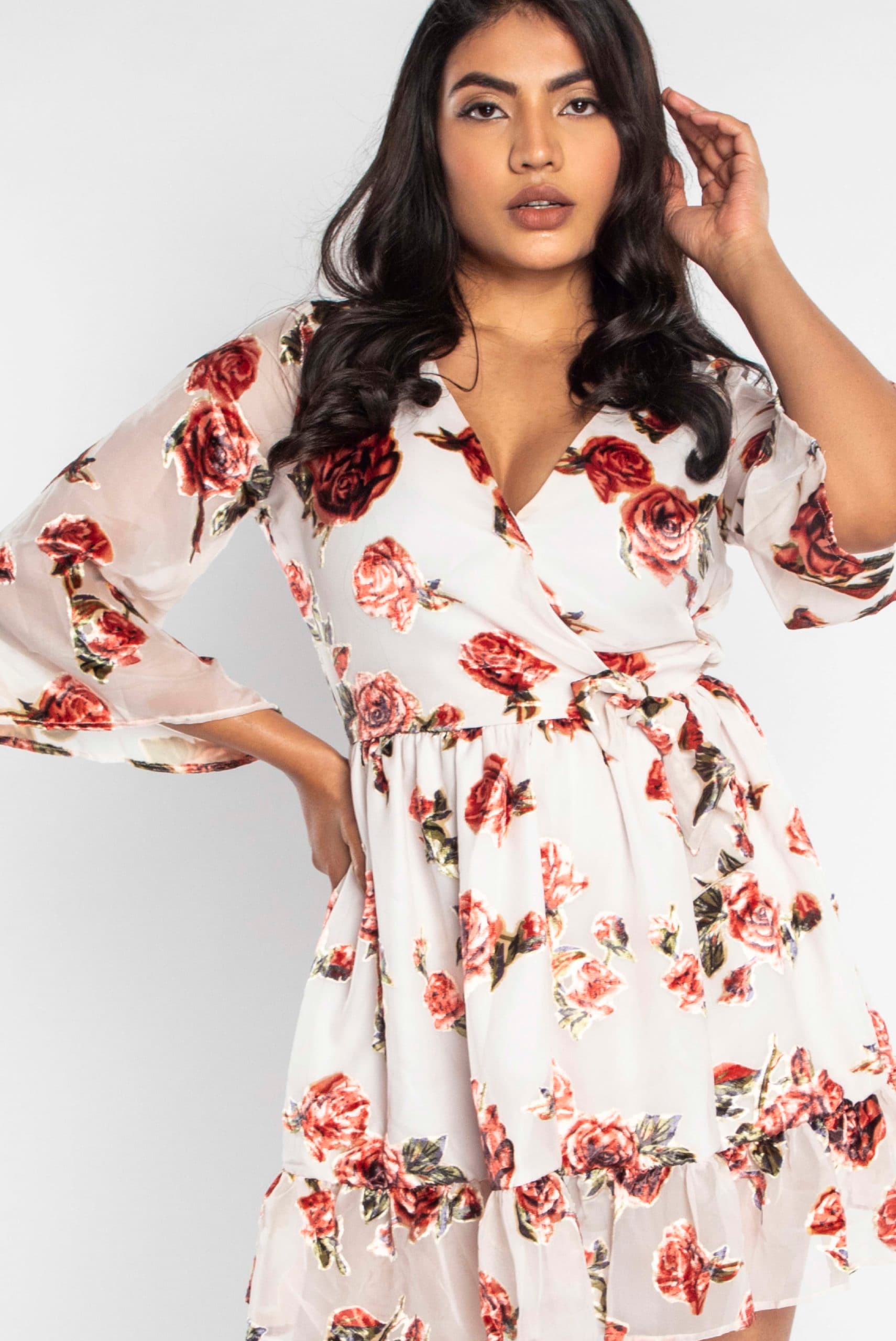 Velvet Wrap Front Dress