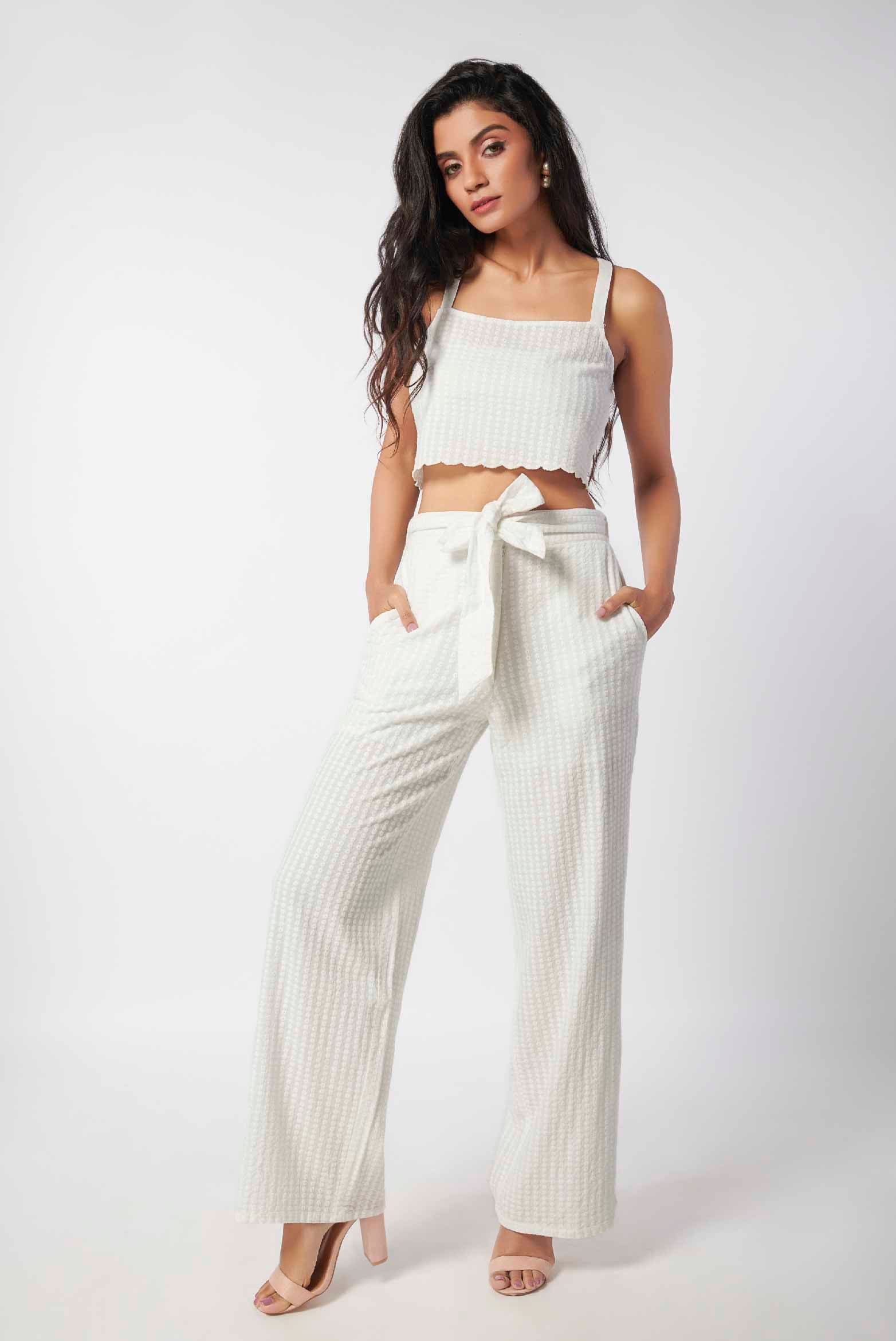 Broderie Straight Leg Trousers