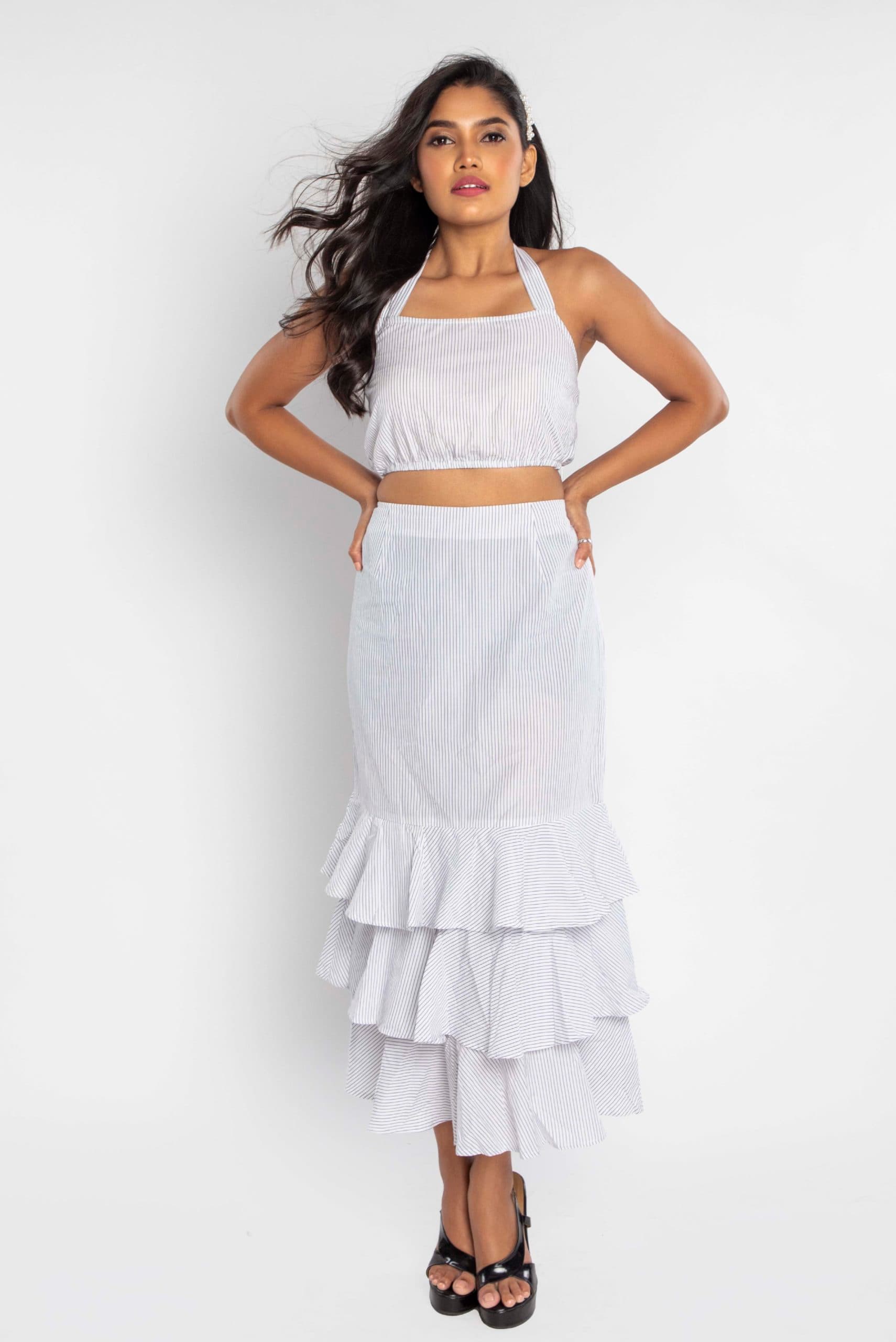 Pinstripe Tie Back Crop Top