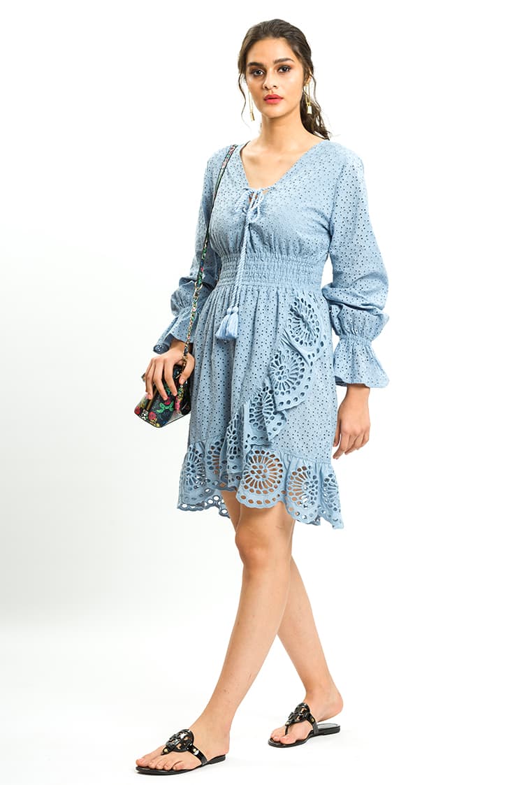 Blue Broderie Dress