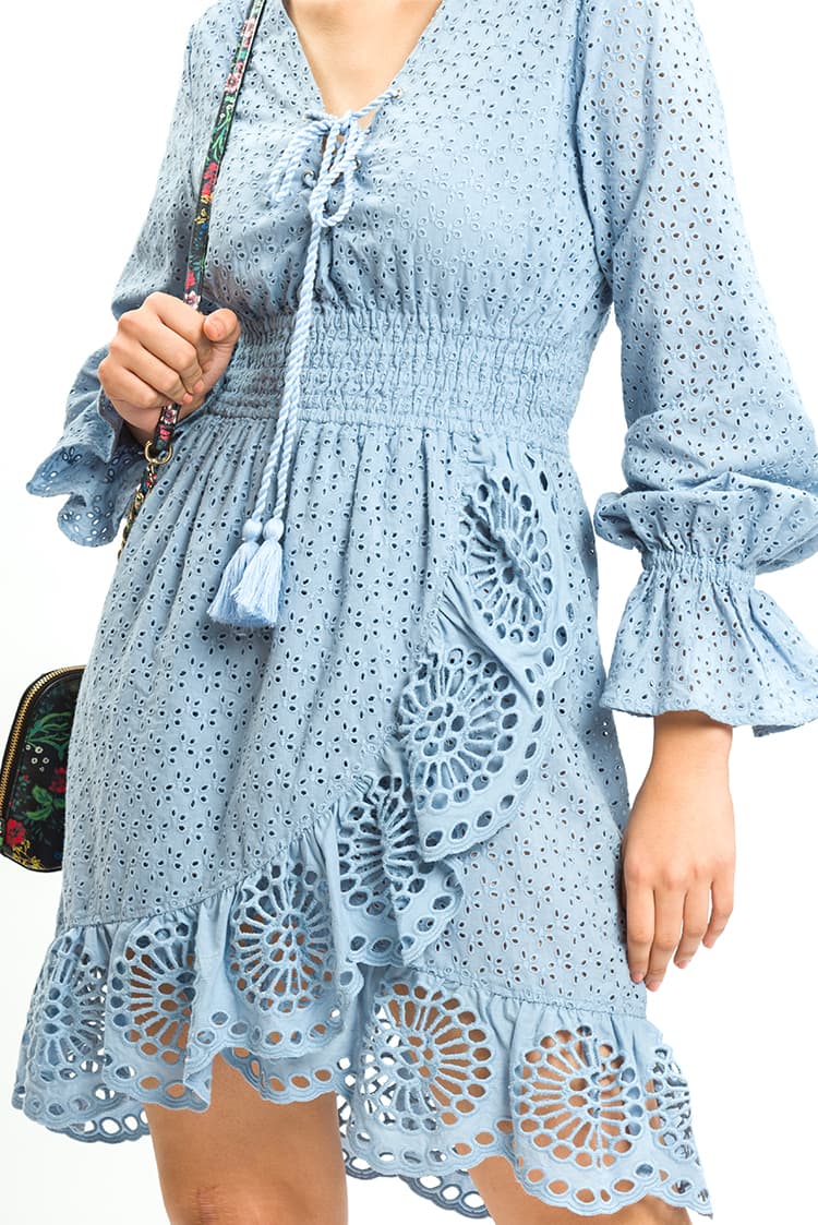 Blue Broderie Dress