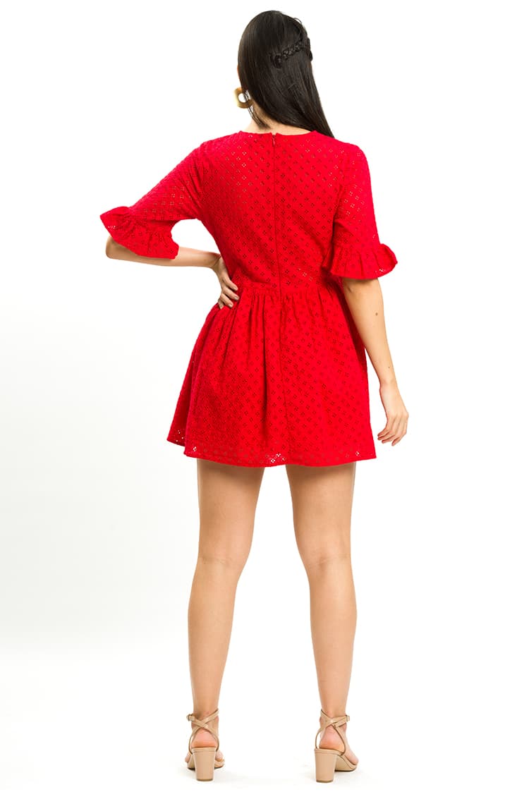 Broderie Dress with Frill Sleeves