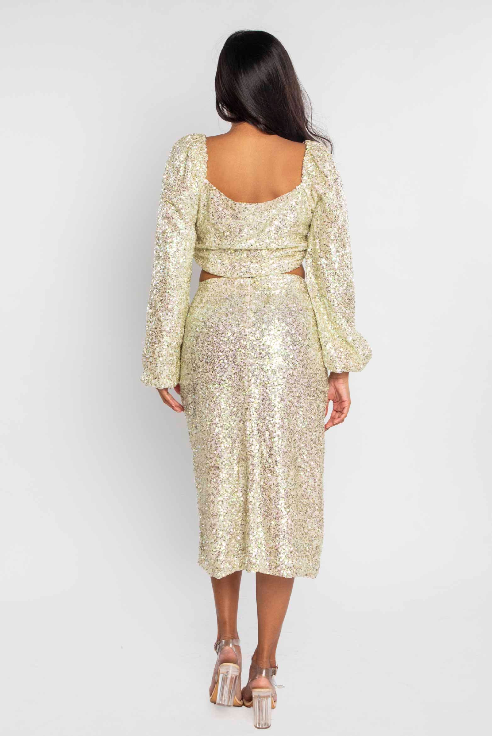 Sequin Front Slit Skirt