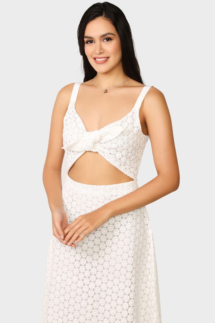 Floral Broderie Bow Dress