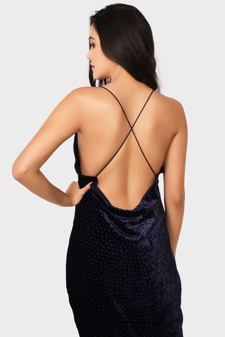 Spot Velvet Cowl Neck Dress