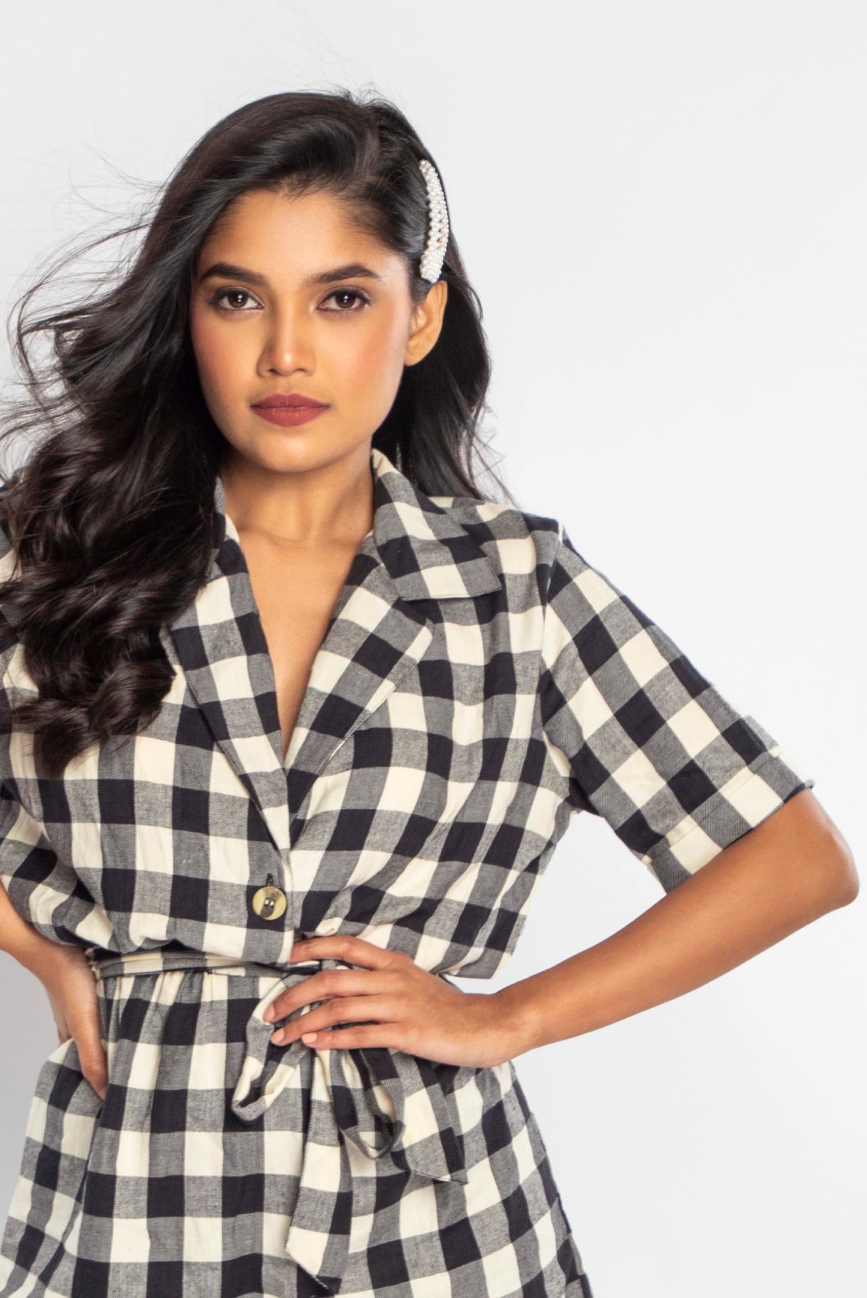 Gingham Check Blazer Playsuit