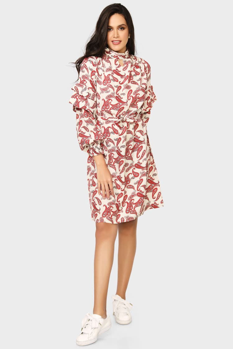 High Neck Printed Dress