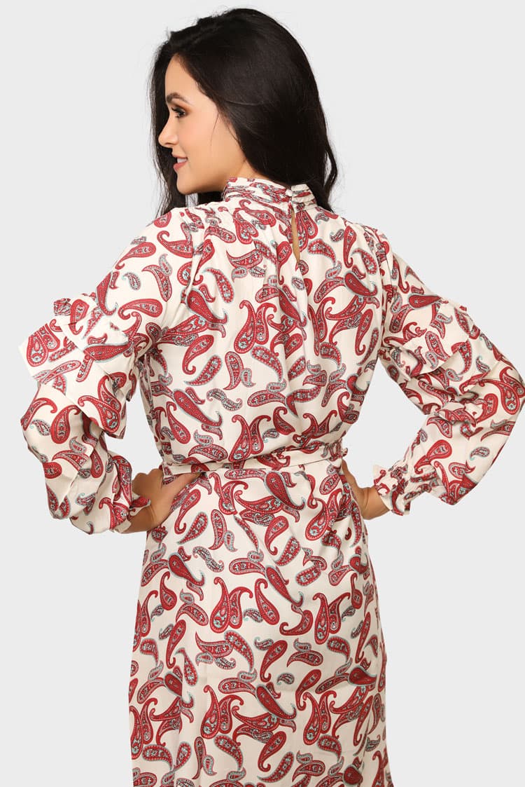 High Neck Printed Dress