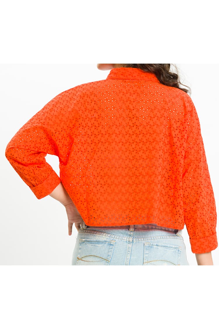 Floral Broderie Crop Shirt