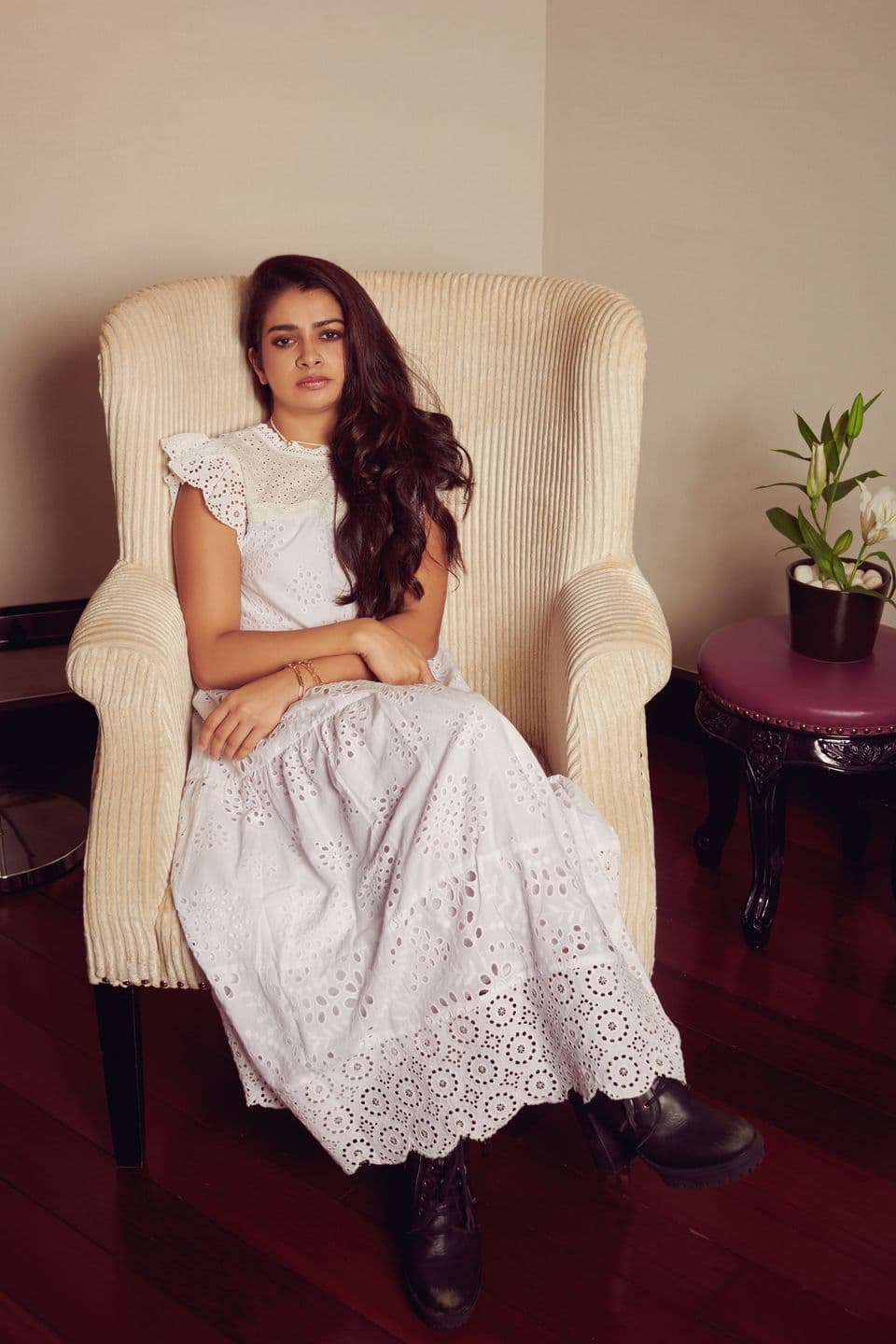 Mix Match Broderie Frill Sleeve Dress