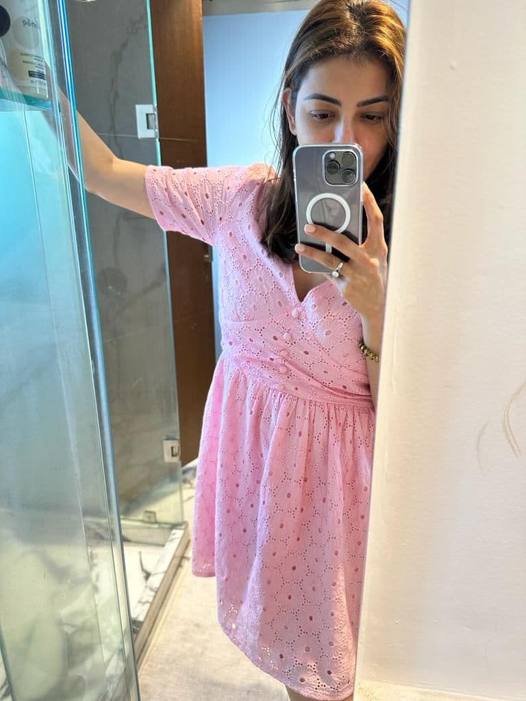 Broderie Button Front Skater Dress