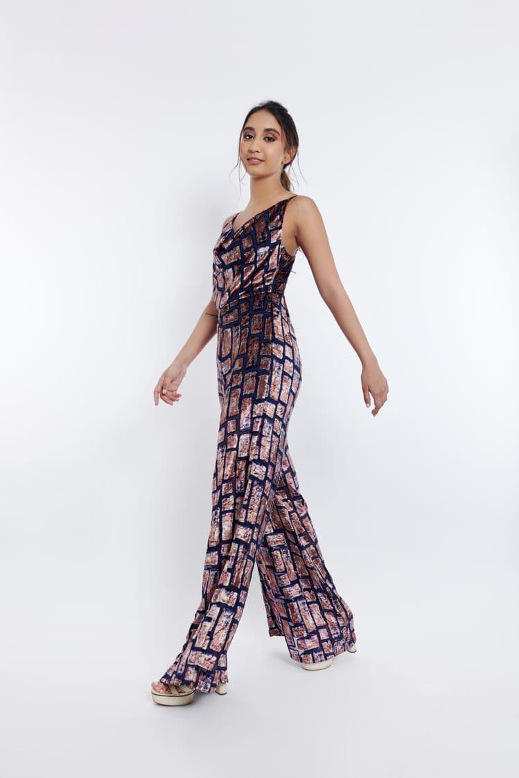 Velvet Cowl Neck Jumpsuit