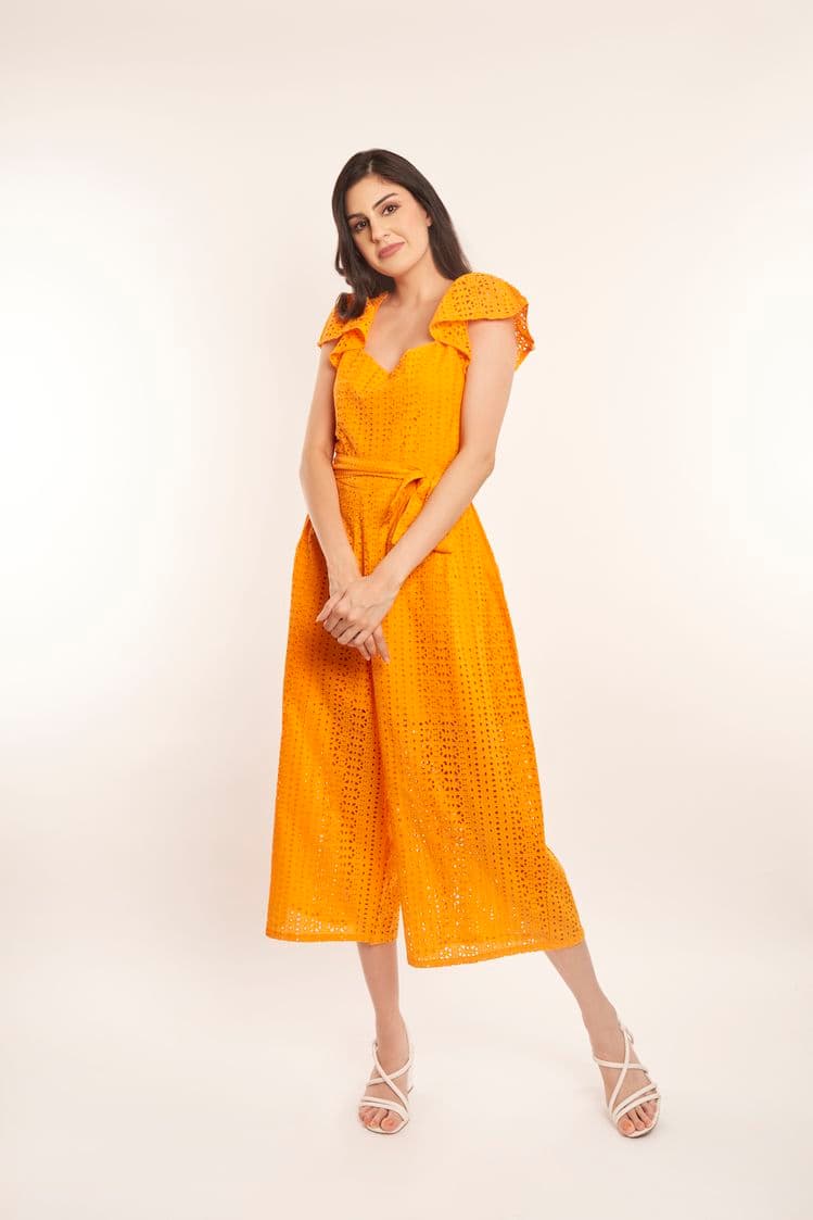 Broderie Puff Sleeve Jumpsuit