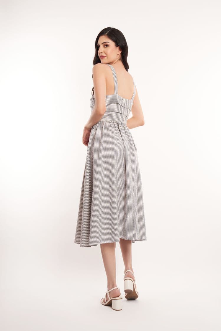 Seersucker Pin Stripe Midi Dress