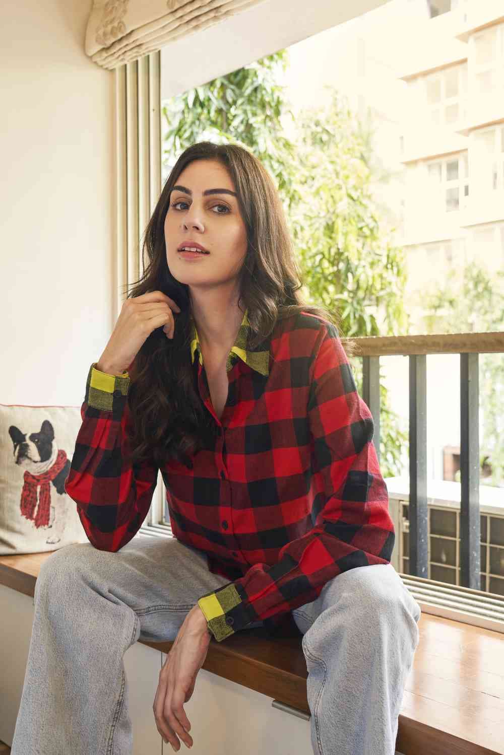 Contrast Plaid Check Shirt