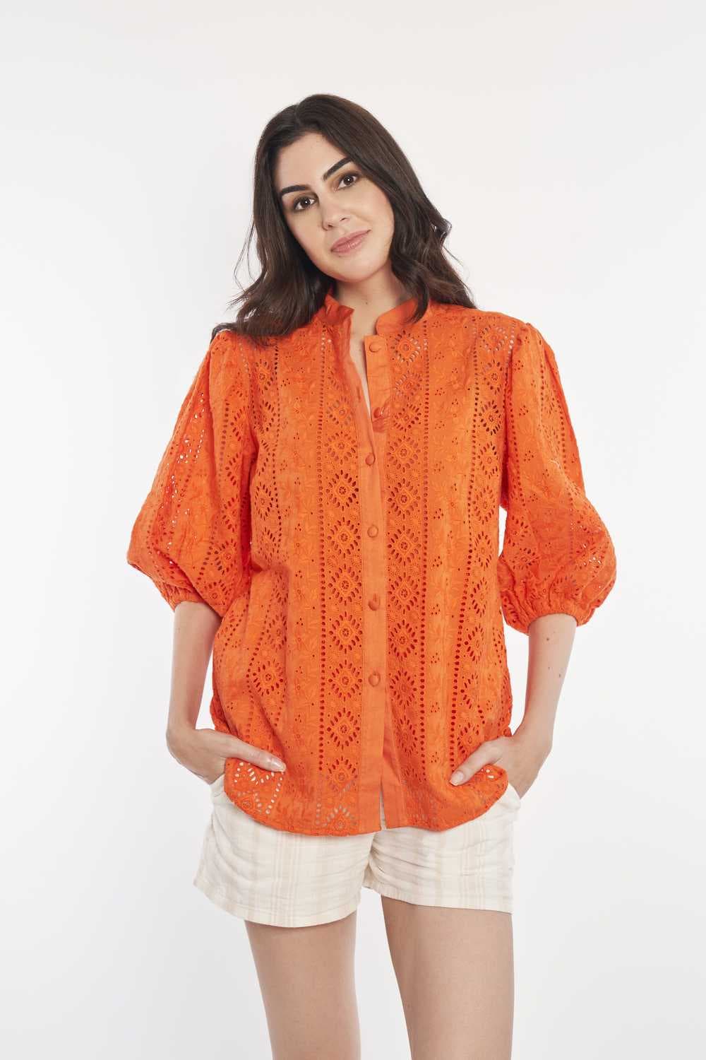 Broderie Puff Sleeve Shirt