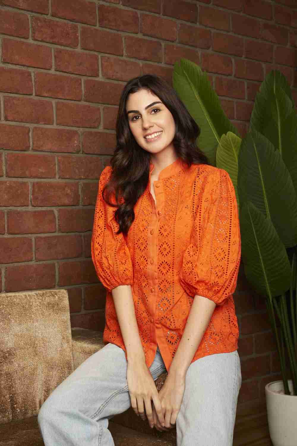 Broderie Puff Sleeve Shirt