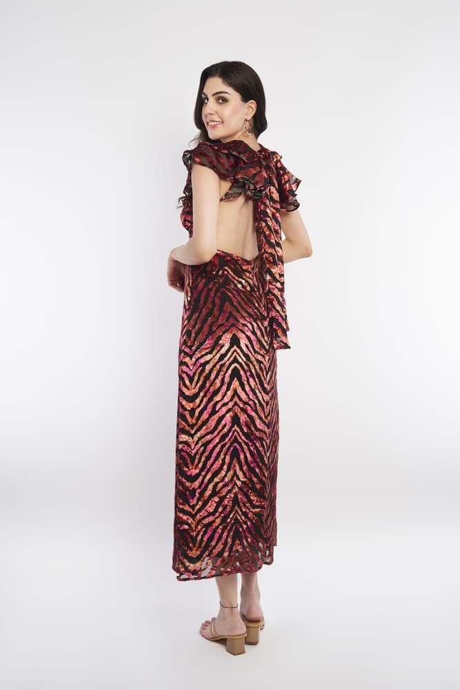 Ruffle Velvet Midaxi Dress