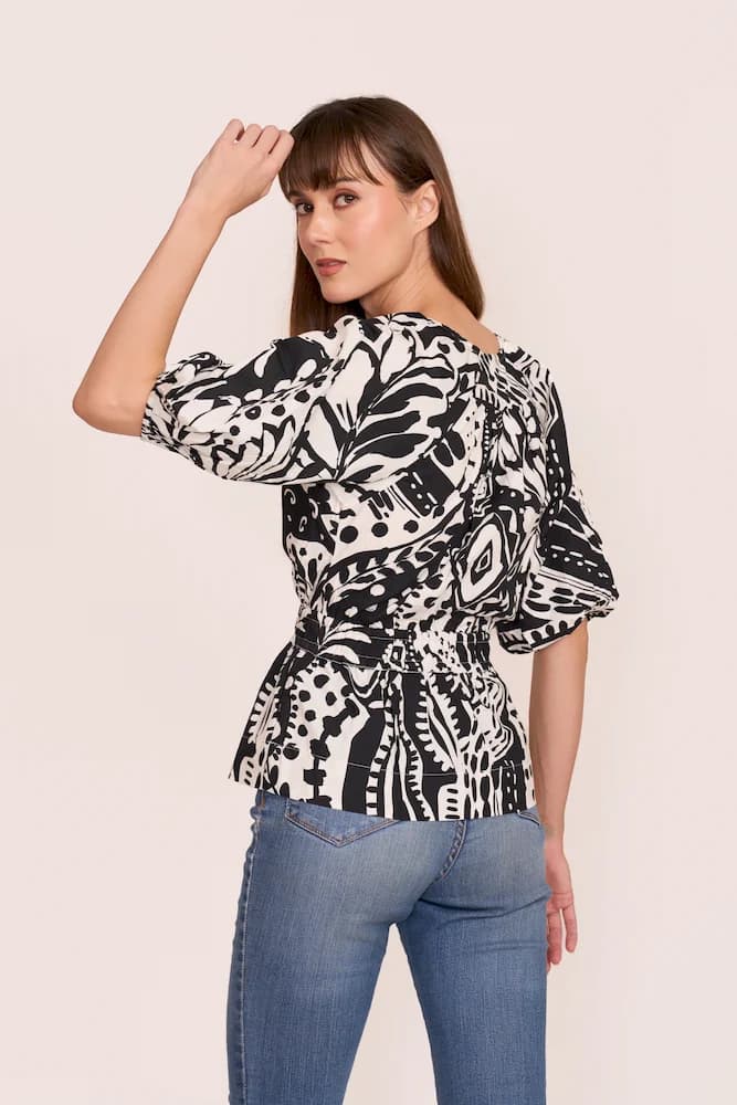 The Mono Greek Wrap Printed Top