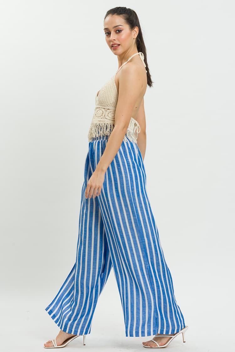 Stripe Trousers With Side Slit Details