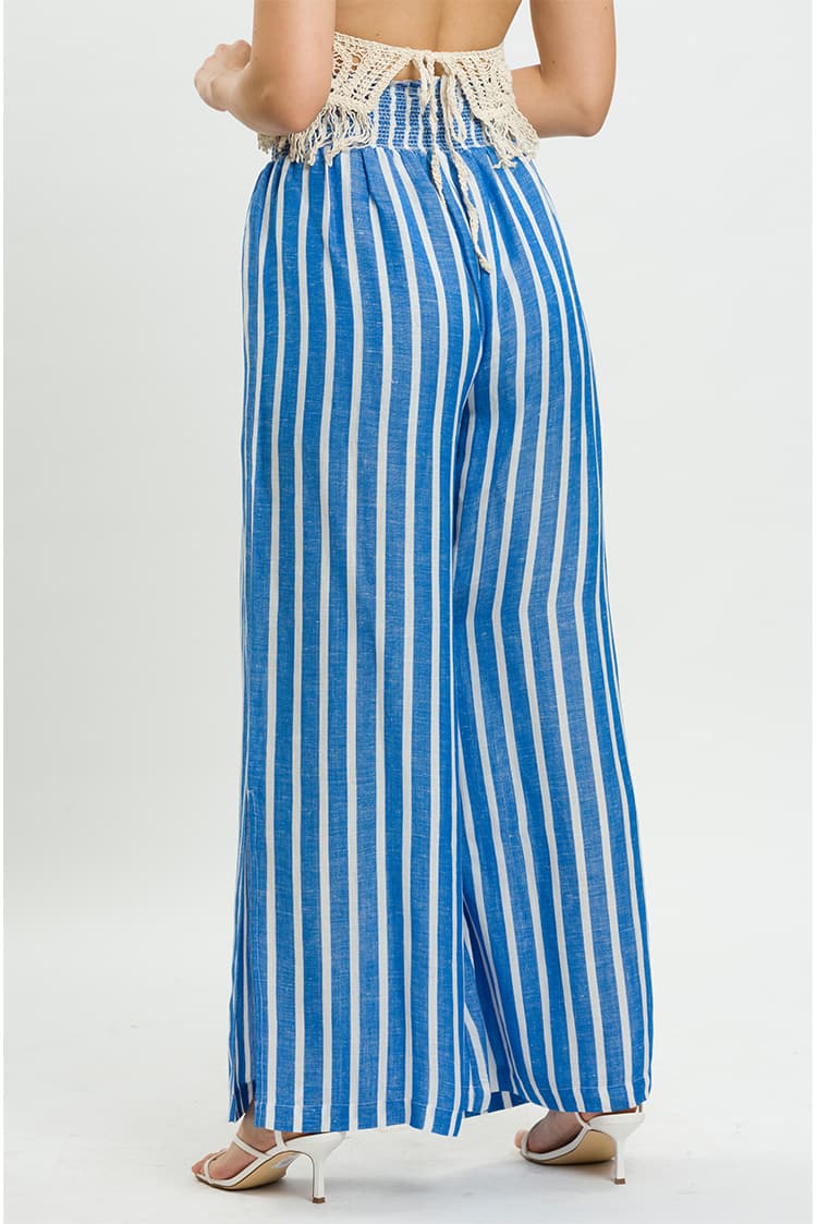 Stripe Trousers With Side Slit Details