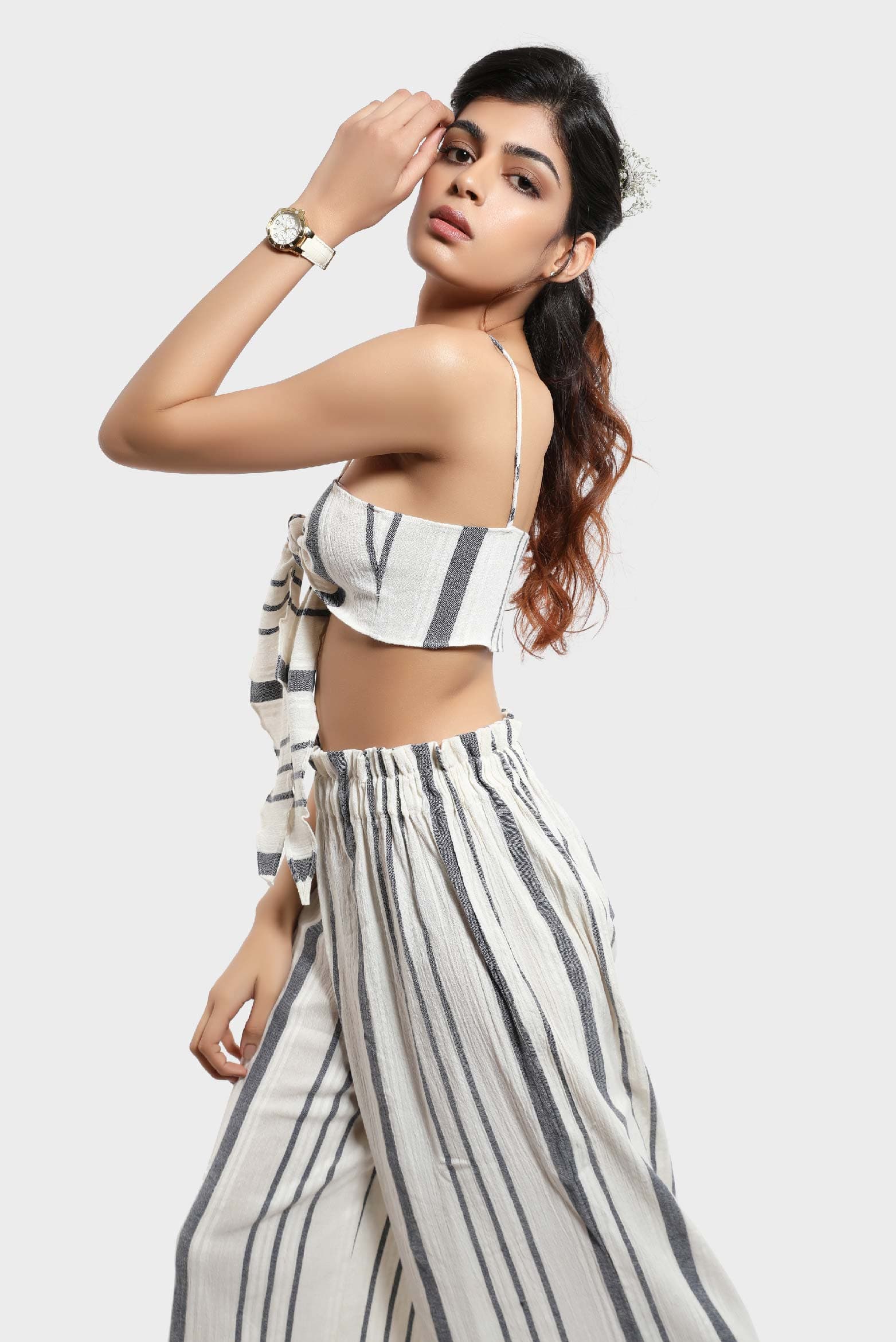 Linen Stripe Paperbag Trousers