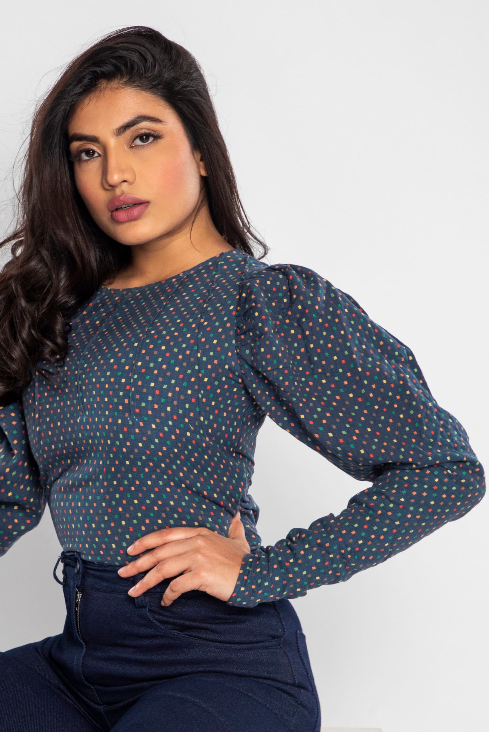 Dobby Puff Sleeve Top