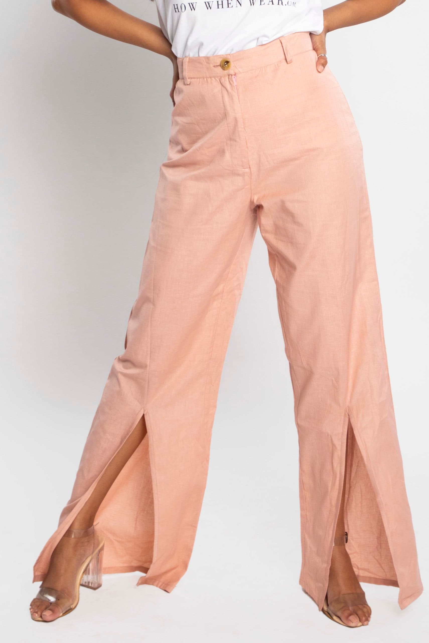 Linen Front Slit Pants
