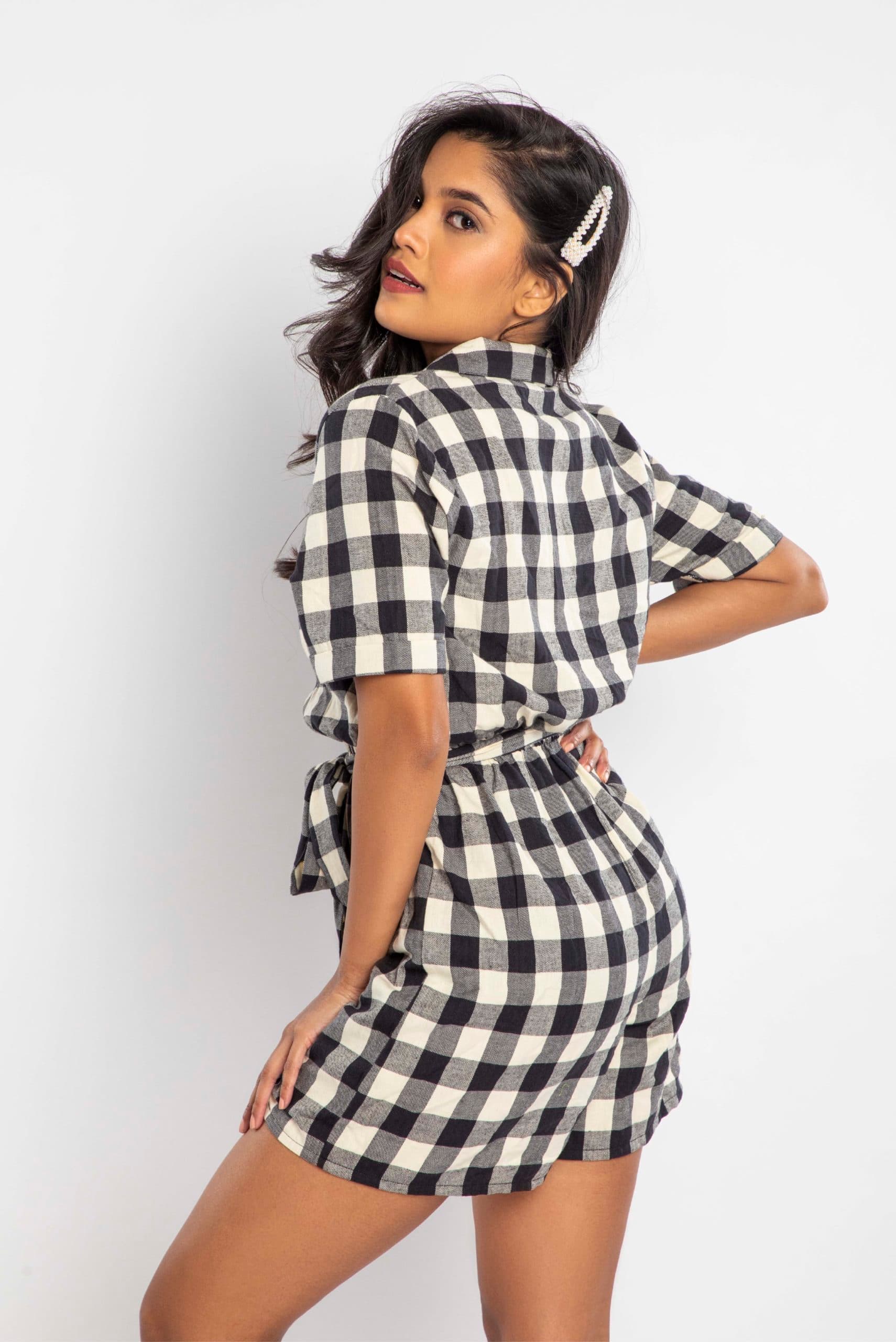 Gingham Check Blazer Playsuit