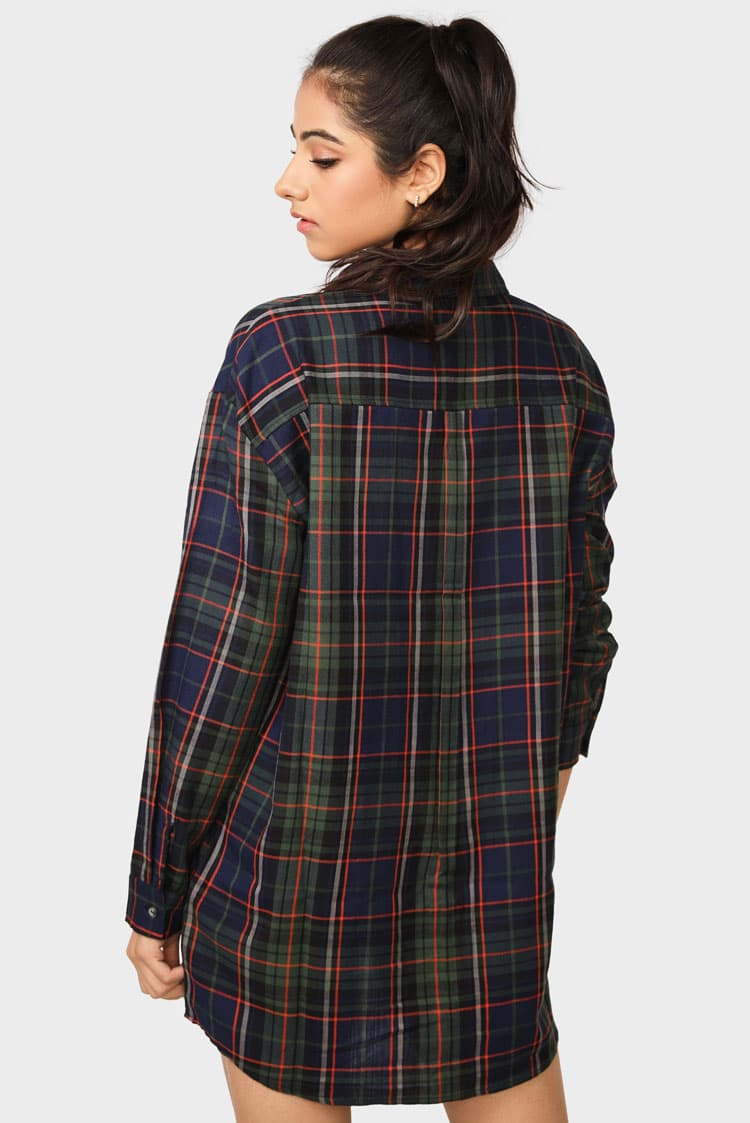 Dark Check Shirt Dress