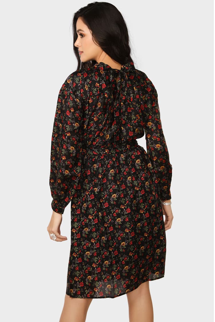 Printed Frill Sleeve Dress